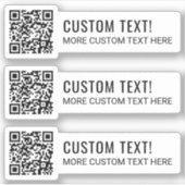 Ihr QR-Code und zwei Zeilen Textaufkleber Aufkleber (Vorderseite)