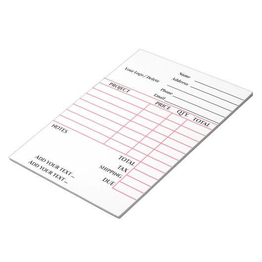 Ihr Rechnungs-Editor Notizblock (angewinkelt)