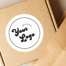 Ihr Retro-Groovy-Logo hier Geschäftswerbung Runder Aufkleber