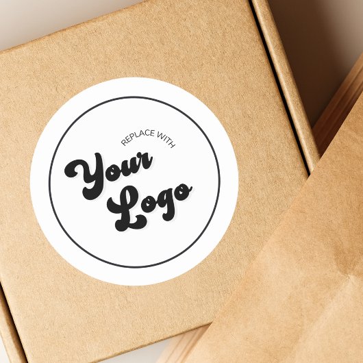 Ihr Retro-Groovy-Logo hier Geschäftswerbung Runder Aufkleber