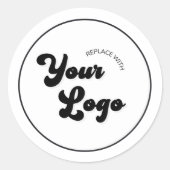 Ihr Retro-Groovy-Logo hier Geschäftswerbung Runder Aufkleber (Vorderseite)