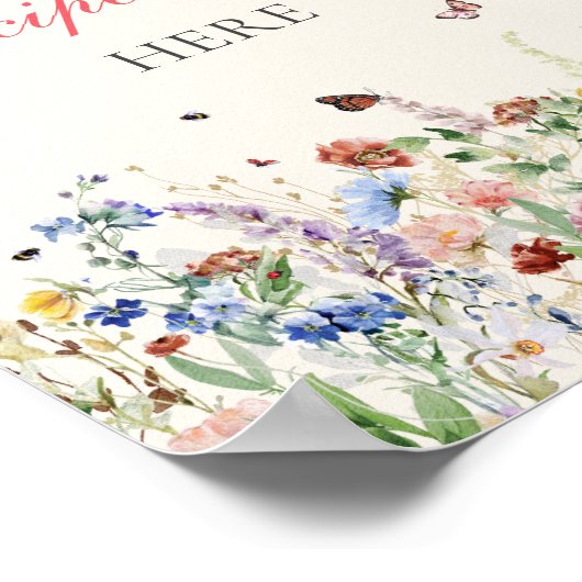 Ihr Rezept hier verlassen | Bohemische Wildblumen Poster (Ecke)