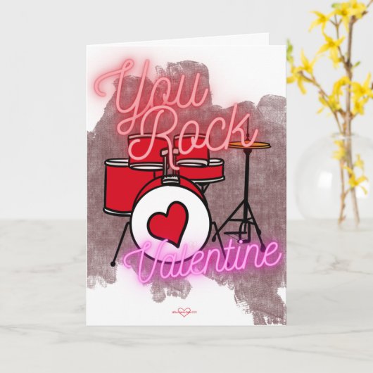 Ihr Rock Drum Set Valentine's Day Card Karte (Gelbe Blume)