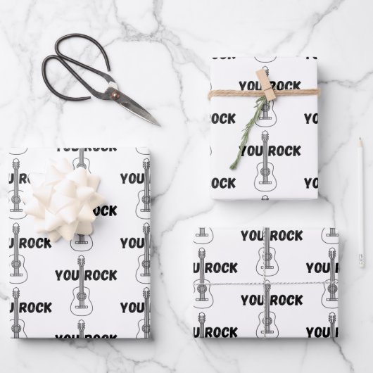 Ihr Rock Gitarre Wrapping Paper Sheets Geschenkpapier Set (Vorderseite)