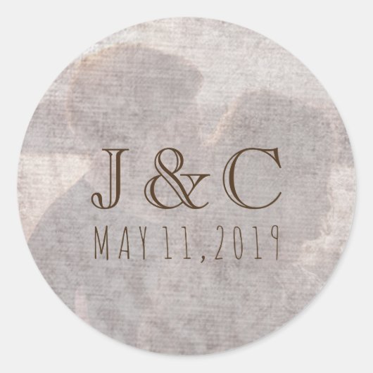 Ihr romantisches Foto, Monogramm und Datum Runder Aufkleber (Vorderseite)
