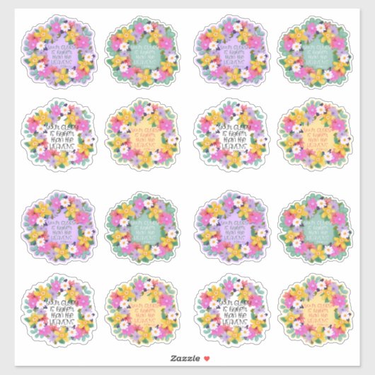 Ihr Ruhm ist höher Psalm Verse Aquarellblume Aufkleber (Blatt)