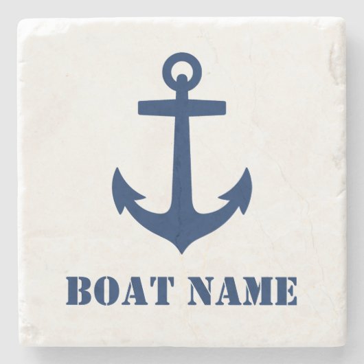 Ihr Schiff oder Familienname Anker Marmor Marine b Steinuntersetzer (Vorderseite)