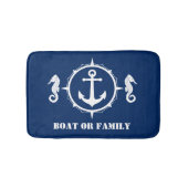 Ihr Schiff oder Familienname Seepferd Anchor Navy Badematte (Vorderseite)