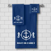 Ihr Schiff oder Familienname Seepferd Anker Navy B Badhandtuch Set
