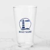 Ihr Schiff oder Name Classic Lighthouse Navy Blue Glas (Vorderseite)