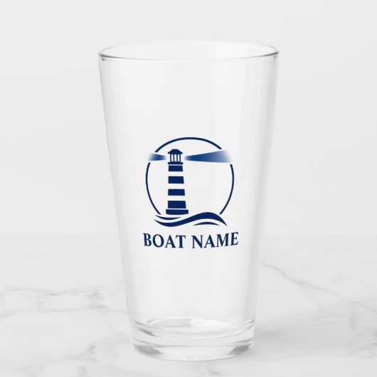 Ihr Schiff oder Name Classic Lighthouse Navy Blue Glas (Vorderseite)