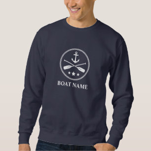 Ihr Schiff oder Name & Marine Blue Anchor & Oars N Sweatshirt