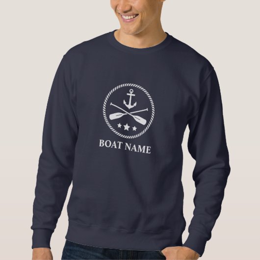 Ihr Schiff oder Name & Navy Blue Anchor & Oars Nav Sweatshirt (Vorderseite)