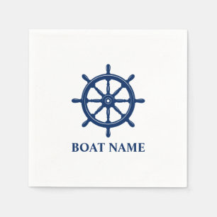 Ihr Schiffsname Schiff Rad Helm Navy Blue Serviette