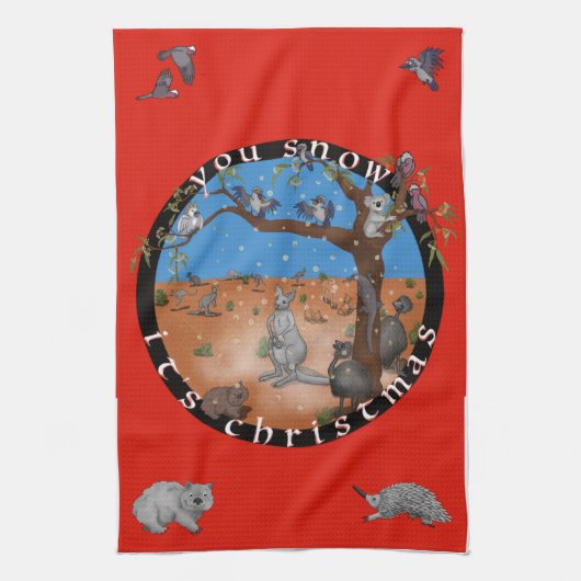 Ihr schneit Weihnachten - Aussie Outdoor Teetuch Geschirrtuch (Vertikal)