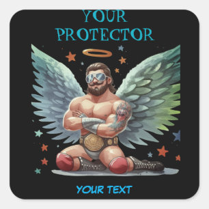 Ihr Schütze Angel Show Wrestler Quadratischer Aufkleber