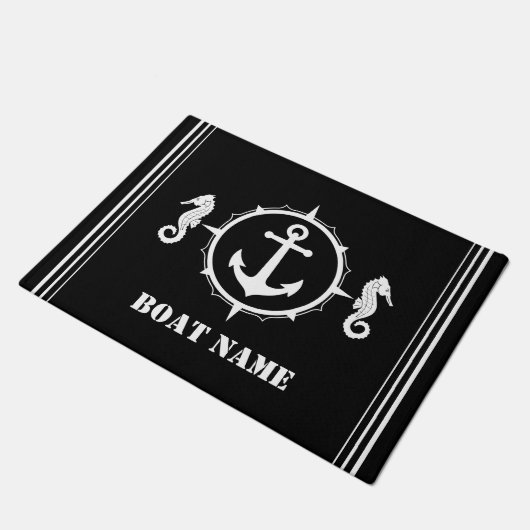 Ihr Seepferd Name Anchor Chic Black Fußmatte (Schrägansicht)