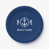 Ihr Seepferd Name Anchor Navy Blue 7" Pappteller (Vorderseite)
