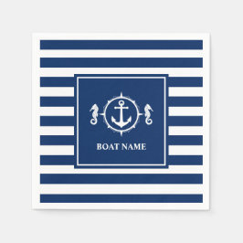 Ihr Seepferd Name Ihres Bootes Anker Blaue Streife Serviette