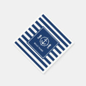 Ihr Seepferd Name Ihres Bootes Anker Blaue Streife Serviette (Ecke)