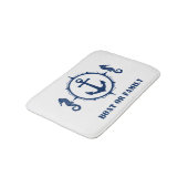 Ihr Seepferd oder Ihr Familienname Anker Weiß Badematte (Schrägansicht)