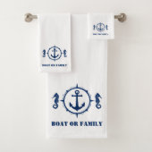 Ihr Seepferd oder Ihr Familienname Anker Weiß Badhandtuch Set (Insitu)