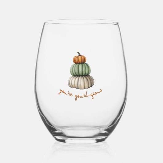 Ihr seid Gourd-Geous Pumpkin Stack Weinglas Ohne Stiel (Vorderseite)