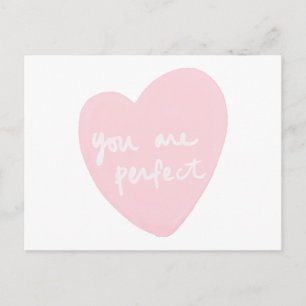 Ihr seid perfekt rosa Wasserfarbenherz Postkarte