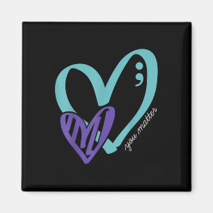 Ihr Selbstmordverhütungsbewusstsein Aquamarin Lila Magnet