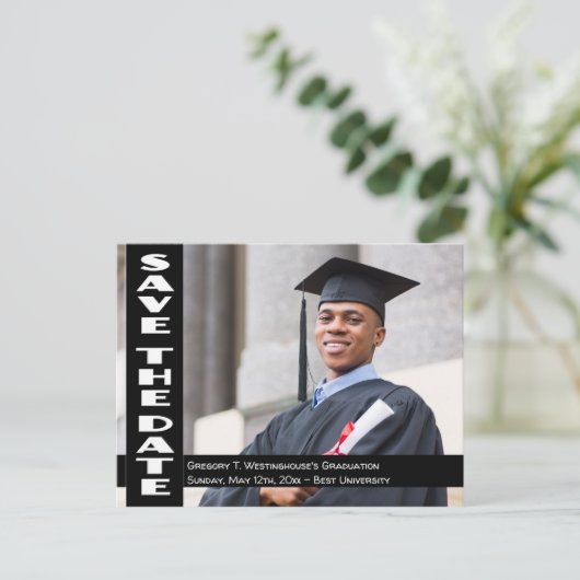 Ihr Senior Portrait Abschluss Save the Date Postkarte (Stehend Vorderseite)