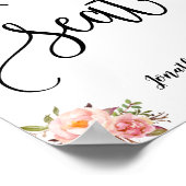 Ihr Sitzplatz erwartet den Hochzeitsempfang mit ro Poster (Ecke)