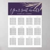 Ihr Sitzplatz verfügt über Lila Hochzeitssitzkarte Poster (Vorne)