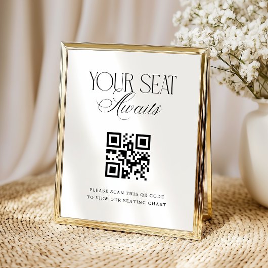 Ihr Sitzplatz wartet auf QR-Code Hochzeitstabelle Poster