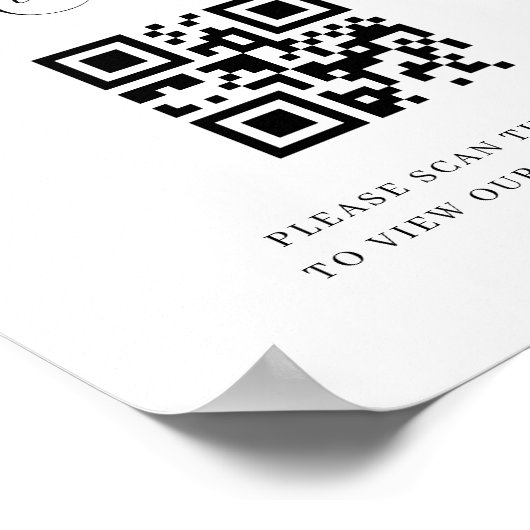Ihr Sitzplatz wartet auf QR-Code Hochzeitstabelle Poster (Ecke)