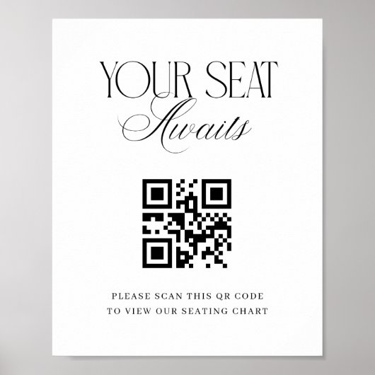 Ihr Sitzplatz wartet auf QR-Code Hochzeitstabelle Poster (Vorne)