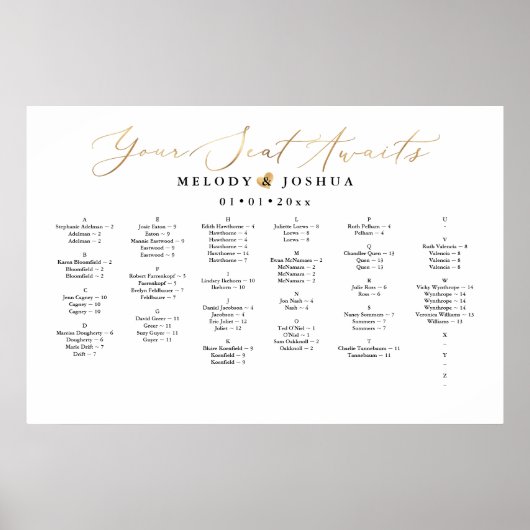 Ihr Sitzplatz wartet, SITZENSTÜCK, ALPHABETISCH Poster (Vorne)