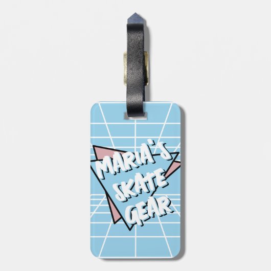 Ihr Skate Gear Pastel Blue Cartoon Rollerskate Gepäckanhänger (Rückseite vertikal)