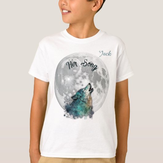 "Ihr Song" Wolf und Moon Boy's Custom T-Shirt (Vorderseite)
