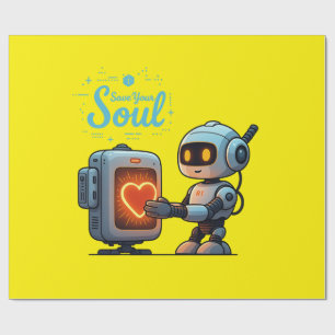 Ihr Soul Niedlich Robot Holding Heart gerettet - F Geschenkpapier