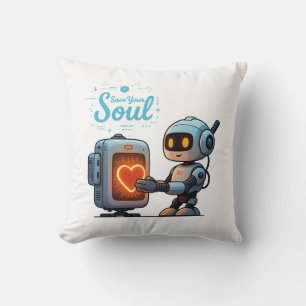 Ihr Soul Niedlich Robot Holding Heart gerettet - F Kissen