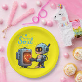 Ihr Soul Niedlich Robot Holding Heart gerettet - F Pappteller (Party)