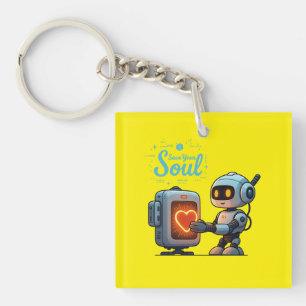 Ihr Soul Niedlich Robot Holding Heart gerettet - F Schlüsselanhänger