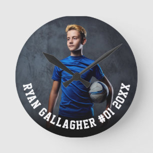 Ihr Sportfoto   Personalisierte runde Uhr