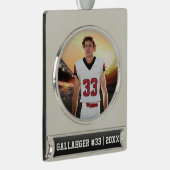 Ihr sportliches Foto | Personalisierte Verzierung Banner-Ornament Silber (Rechts)