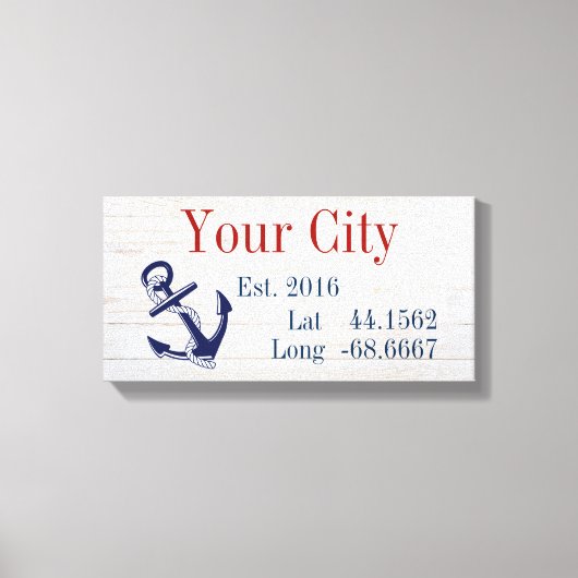 Ihr Stadt- oder Familienname Latitude und Längengr Leinwanddruck (Vorderseite)