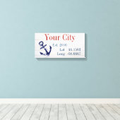 Ihr Stadt- oder Familienname Latitude und Längengr Leinwanddruck (Insitu (Holzboden))