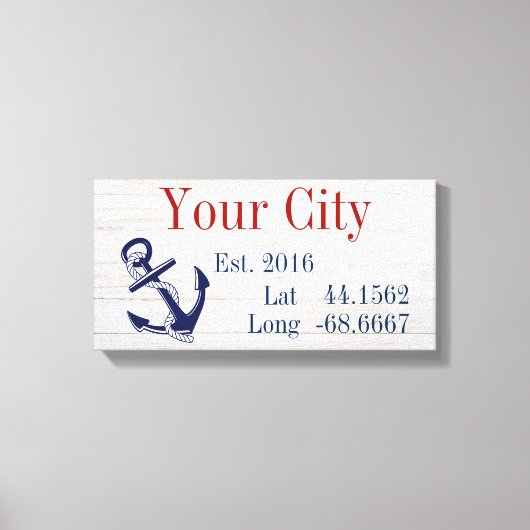 Ihr Stadt- oder Familienname Latitude und Längengr Leinwanddruck (Vorderseite)