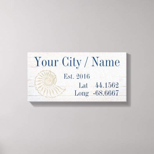 Ihr Stadt- oder Familienname Latitude und Längengr Leinwanddruck (Vorderseite)