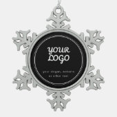 Ihr stilvolles, bearbeitbares Schwarz & Weiß-Logo Schneeflocken Zinn-Ornament (Vorderseite)