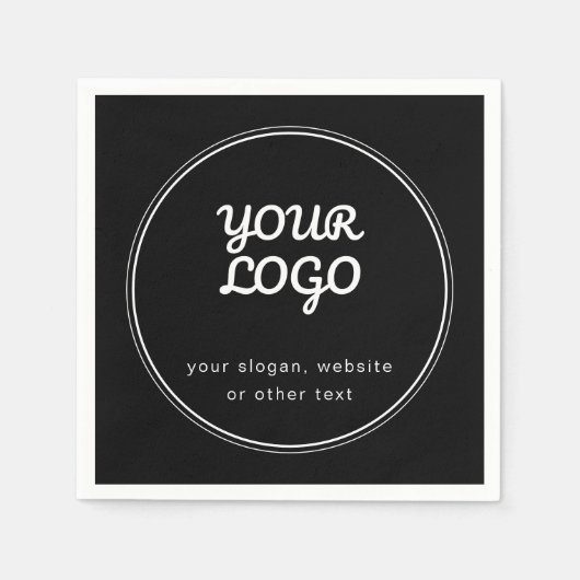 Ihr stilvolles, bearbeitbares Schwarz & Weiß-Logo Serviette (Vorderseite)